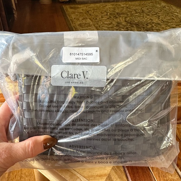 Clare V. Midi Sac - Nappa & Suede Woven Checker Mahagony NWT $375 - Picture 14 of 14